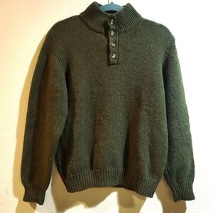 L.L. Bean Men's Olive Green Turtleneck Wool Sweater